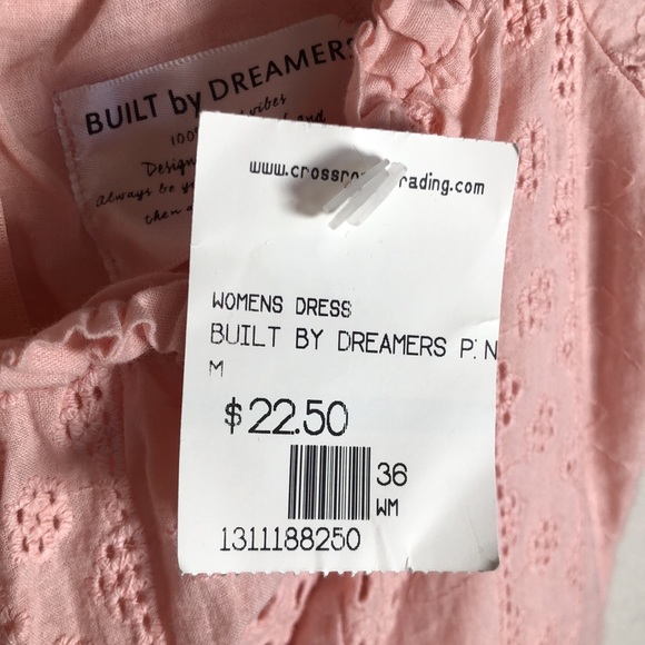 Peasant style Pink Summer Dress Lace up Front Lined with Floral size M - Picture 5 of 8